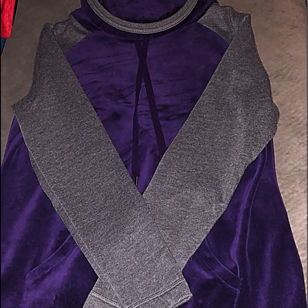 Cowl Neck Velour/Velvet Hoodie